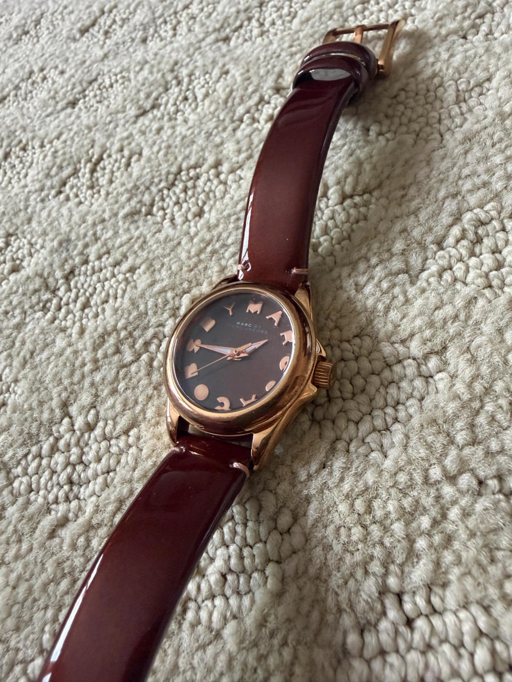 Michael Kors Rose Gold Case with Burgundy Gloss Strap Watch